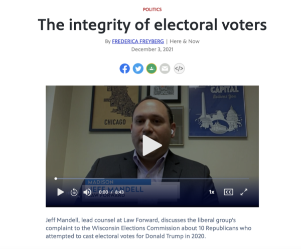 Screenshot of PBS WI video, headline is the integrity of electoral voters